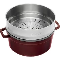 Staub Cocotte Avec Panier Vapeur 26 Cm, Rond(e), Grenadine, Fonte -Staub Cuisine 40510600 1
