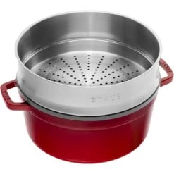Staub Cocotte Avec Panier Vapeur 26 Cm, Rond(e), Cerise, Fonte -Staub Cuisine 40510601 1