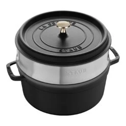 Staub Cocotte Avec Panier Vapeur 26 Cm, Rond(e), Noir, Fonte
