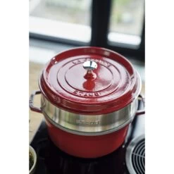 Staub Cocotte Avec Panier Vapeur 26 Cm, Rond(e), Cerise, Fonte -Staub Cuisine 424418877